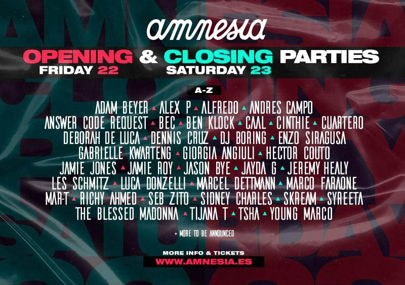 Amnesia Ibiza announces opening and closing parties for 2021 season